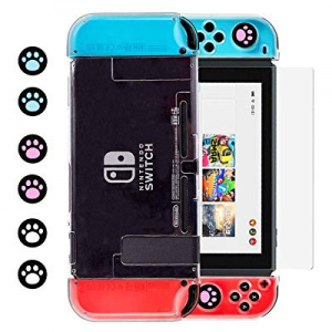 Dockable Clear Case for Nintendo Switch, BRHE Protective Crystal Cover Case Accessories Kit for Joy-