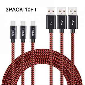 USB Type C Cable 10ft, USB C to USB A Fast Charger,Long Nylon Braided Fast Charging and Data Sync Co