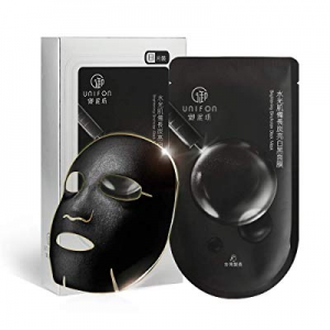 UNIFON Facial Mask Sheet Black, Essence Full Skin Care Moisturizing Hydrating Whitening Brightening 