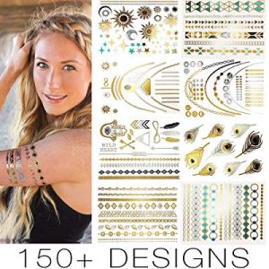 Flash Tattoos | Temporary Tattoos For Women & Kids - 8 Sheets Semi Permanent Tattoo - Best Tattoo Te