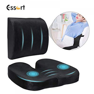 ESSORT Memory Foam Seat Cushion, Coccyx Cushion Pad with Lumbar Support Pillow, Posture Corrector fo