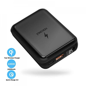 Wireless Portable Charger, Hokonui 10000mAh 10W Fast Qi Mini Wireless Power Bank with 18W PD3.0, Typ
