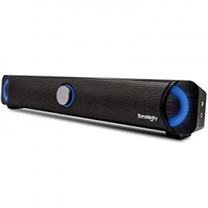 Computer Speakers, Smalody PC Wired Computer Sound Bar,7 Color Pulsation LED Flicker Stereo USB Powe