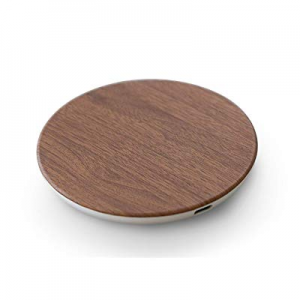 Wireless Charger by Reveal Shop - Qi Certified Fast Charging - Rubberized Wood Design (Wood)