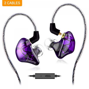 BASN Dual Driver in-Ear Monitors with 2 Detachable MMCX Cables and Carrying Case - Purple