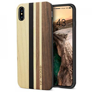 Compatible for iPhone Xs Max Wood Case, Cool Wood Shockproof Hybrid Silicone High Impact Durable Pro