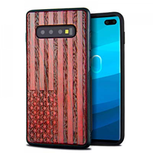 Compatible for Galaxy S10 Plus Wood Case, Luxury Wood Stripes Engraved Pattern Ultra Thin Durable Sh