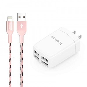 Yoobao iPhone Charger MFI Cable 4 Port USB Wall Charger Plug Multi USB Phone Charging Block with 3ft