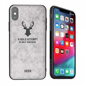 Kenke iPhone Xs case,Ultra-Thin [Nordic Style] Retro Deer Pattern Leather case for Apple iPhone Xs C