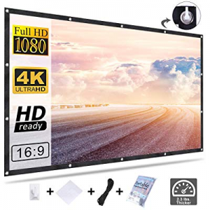 Projector Screen Movie Screen 120 Inch, Homemaxs 16:9 HD Foldable Anti-Crease Portable Projector Scr