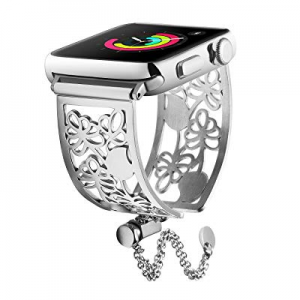 for Apple Watch Band 38mm Women, Stainless Steel Stylish iWatch Bangle with Upgraded Clasp, Replacem