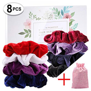 RoterSee 8 Packs Velvet Scrunchies Hair Scrunchies Elastics Scrunchy Bobbles Soft Hair Bands Hair Ti
