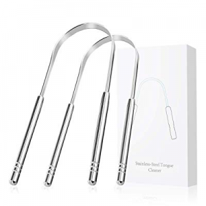 Tongue Cleaner Scraper Medical Grade Stainless Steel Metal Get Rid of Plaque and Bad Breath