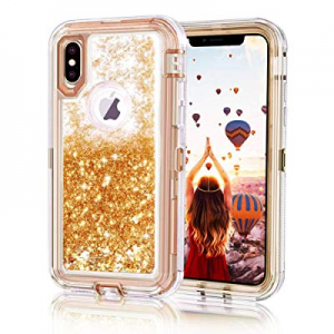 iPhone Xs Max Floating Glitter Case Pretty Fashion Cute Girls Women (6.5 inches)