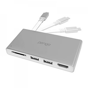 pengo USB-C Hub Multiport Adapter, 4 in 1, with Dual USB 3.0 Port, SD Card Reader, 4K HDMI, for USB-