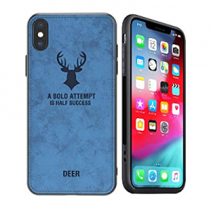Kenke iPhone Xs case,Ultra-Thin [Nordic Style] Retro Deer Pattern Leather case for Apple iPhone Xs C