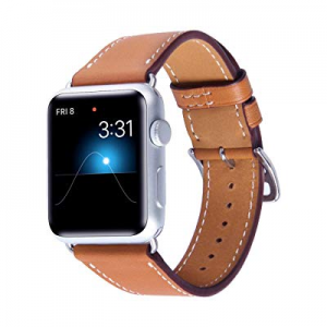 BHO Compatible with Apple Watch Band 42mm 44mm, Genuine Leather with Buckle Replacement for Apple Wa