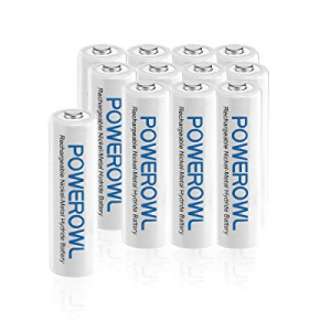 Rechargeable AA Batteries,POWEROWL AA Batteries(12 Pack) High Capacity 2100mAh Battery Pack with Low