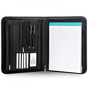 TPFOON PU Leather Padfolio Portfolio with Writing Pad, Professional Interview Portfolio Folder Zippe