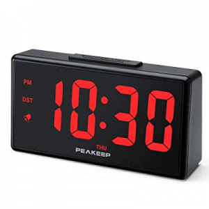 PEAKEEP 6.8" Large Night Light Digital Alarm Clock with USB Charging Port, Dimmers for 1.8” Digits a