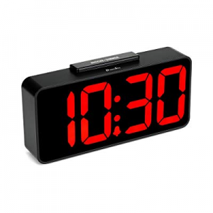 DreamSky Auto Time Set Alarm Clock with USB Port for Charging, Snooze, Dimmer -Extra Large Impaired