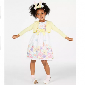 Blueberi Boulevard Toddler Girls 2-Pc. Cardigan & Floral-Print Dress Set