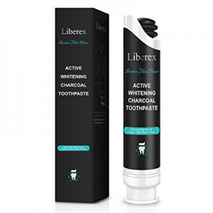 Liberex Teeth Whitening Toothpaste - FDA Approved Activated Charcoal Tooth Whitener with Vacuum Pump