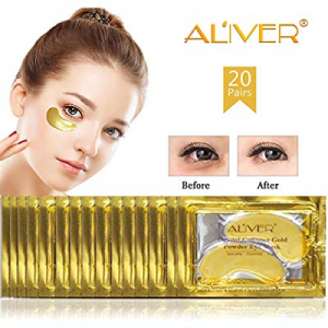 Aliver 24K Gold Collagen Eye Mask,Anti-aging Hyaluronic Acid Repair and Moisturize Puffy Eyes Patch