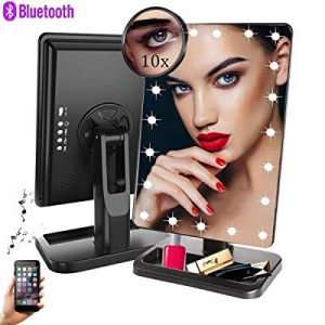 Makeup Vanity Mirror with Bluetooth,Rechargeable Touch Dimmable Professional Mirror with 20 LED Ligh