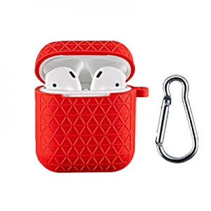 Silicone Case for Airpods 1 & 2 with Keychain [Not for Wireless Charging Case], Shockproof Earphone 