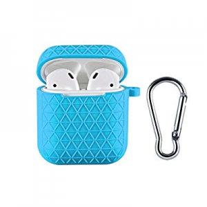 Silicone Case for Airpods 1 & 2 with Keychain [Not for Wireless Charging Case], Shockproof Earphone 