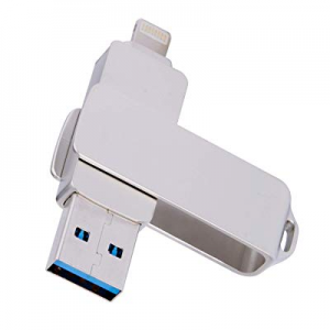 USB 3.0 Flash Drive 128GB, KEXIN Flash Drive for iPhone iOS iPad Dual Lightning External Storage 128
