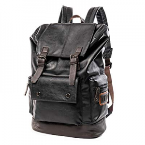 Vintage PU Leather Backpack,School College Bookbag Laptop Computer Backpack,Travel Backpack for Men