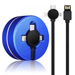 3 in 1 Charging Cable for Cell Phones Charger - Retractable USB Cord Data Sync Adapter Multi Compati
