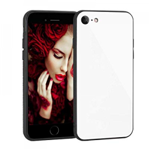 UHANS Case for iPhone 7 & iPhone 8 Thin Tempered Glass Back Cover and Soft Silicone Frame Shatterpro