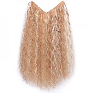 AISI QUEENS Synthetic Hair Extensions Long Curly Wavy 3/4 Full Head 1 Piece 4 Clips in Hair Extensio