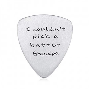 Jureeone Grandpa Gift for Father's Day Mens Guitar Pick Jewelry Matte Stainless Steel - I couldn't p
