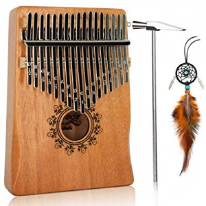 17 Key Kalimba Thumb Piano, BinDor Finger Piano Mbira Kalimba Solid Mahogany Body Portable Easy-to-l