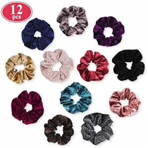 Velvet Scrunchies for Hair, Funtopia 12 Pcs Velvet Scrunchy Hair Ties Soft Hair Bands Ropes Scrunchi