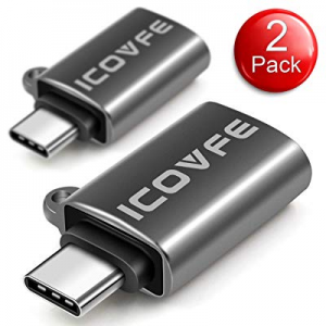 ICOVFE [Two Pack] USB C to USB 3.0 Adapter,Zinc Alloy Body Type C Adapter,Thunderbolt 3.0 Adapter fo