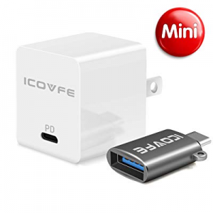 USB C PD Charger with 18W Power Delivery 3.0, iCovfe Mini USB C Wall Charger, Compatible iPhone Xs/X