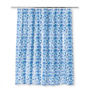 Color Block Shower Curtain Capri Blue Opaque 72Lx70W"