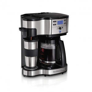 Hamilton Beach 49980A 2-Way Brewer Coffee Maker, Single-Serve with 12-Cup Carafe, Stainless Steel