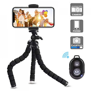 Phone Tripod,Candywe Cell Phone Tripod Flexible Tripod with Bluetooth Remote Shutter,Mini Tripod for