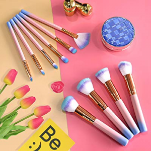 10 Pcs Pink Makeup Brushes Set Professional Brushes for Face Makeup Foundation Powder Blush Blending