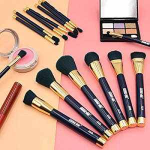15 Pcs Dark Green Makeup Brushes Set Professional Brushes for Face Makeup Foundation Powder Blush Bl