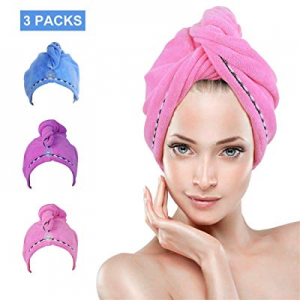 Hair Towel Wrap Turban 3 Pack YesTree Microfiber Quick Dry Hair Turban Wrap - Super Absorbent, Quick