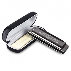 Amosic Blues Harmonica Key of C 10 Hole 20 Tones Harmonica C Blues Professional Harmonica with a Bla