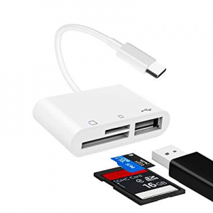 USB C to SD Card Reader, 3 in 1 USB to Type-C Camera Connection Kit Adapter, SD TF Card Reader OTG A
