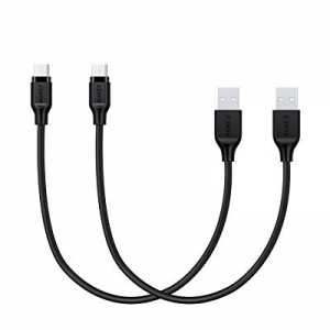 AUKEY USB C Cable Short, [2-Pack] 0.7ft 0.2m USB Type C Cable Fast Charge for Samsung Galaxy Note 9 